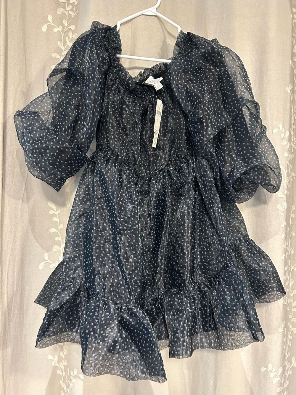 Sheer Polka Dot Ruffle Mini Dress